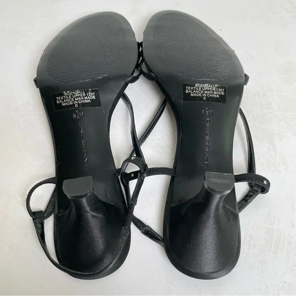 Vintage 90s Y2K strappy rhinestone satin slingback kitten heels 8 - Picture 9 of 11